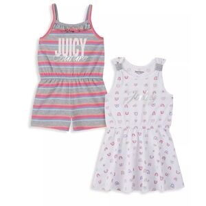 Juicy Couture Girl's 2-Piece Multicolor Cotton Blend Striped Romper & Dress Set